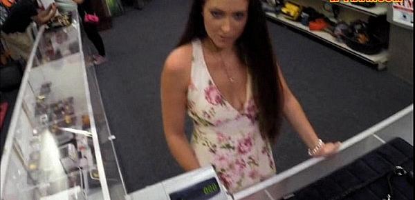  Hot ex dominatrix sells her stuff and fucked at the pawnshop